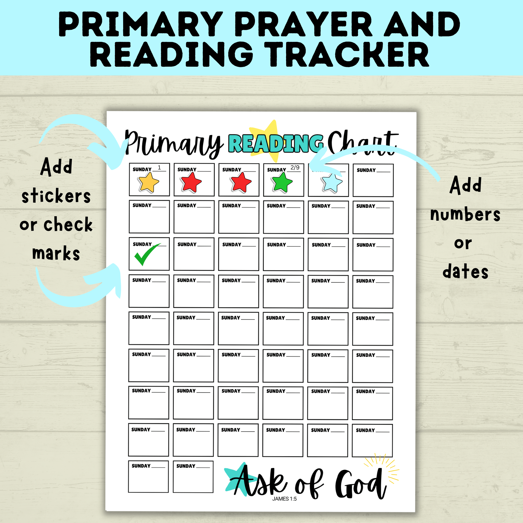 Primary Reading and Prayer Tracker | Prayer Tracker | Reading Tracker | Primary Printables | LDS Primary | Come Follow Me | Prayer Chart