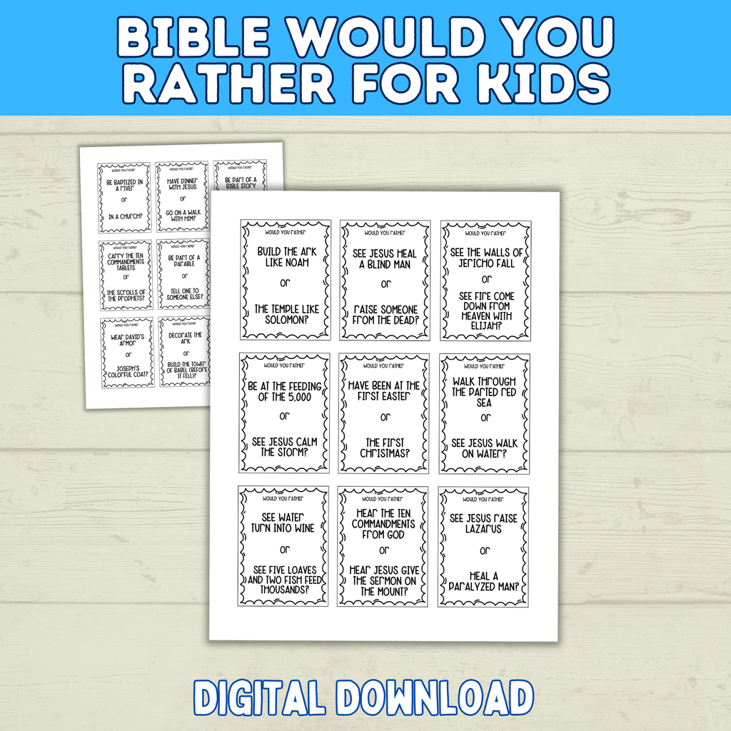 Bible Games for Kids | Would You Rather Bible Edition for Kids | Church Games | Digital Download | Bible Trivia | Sunday School Games