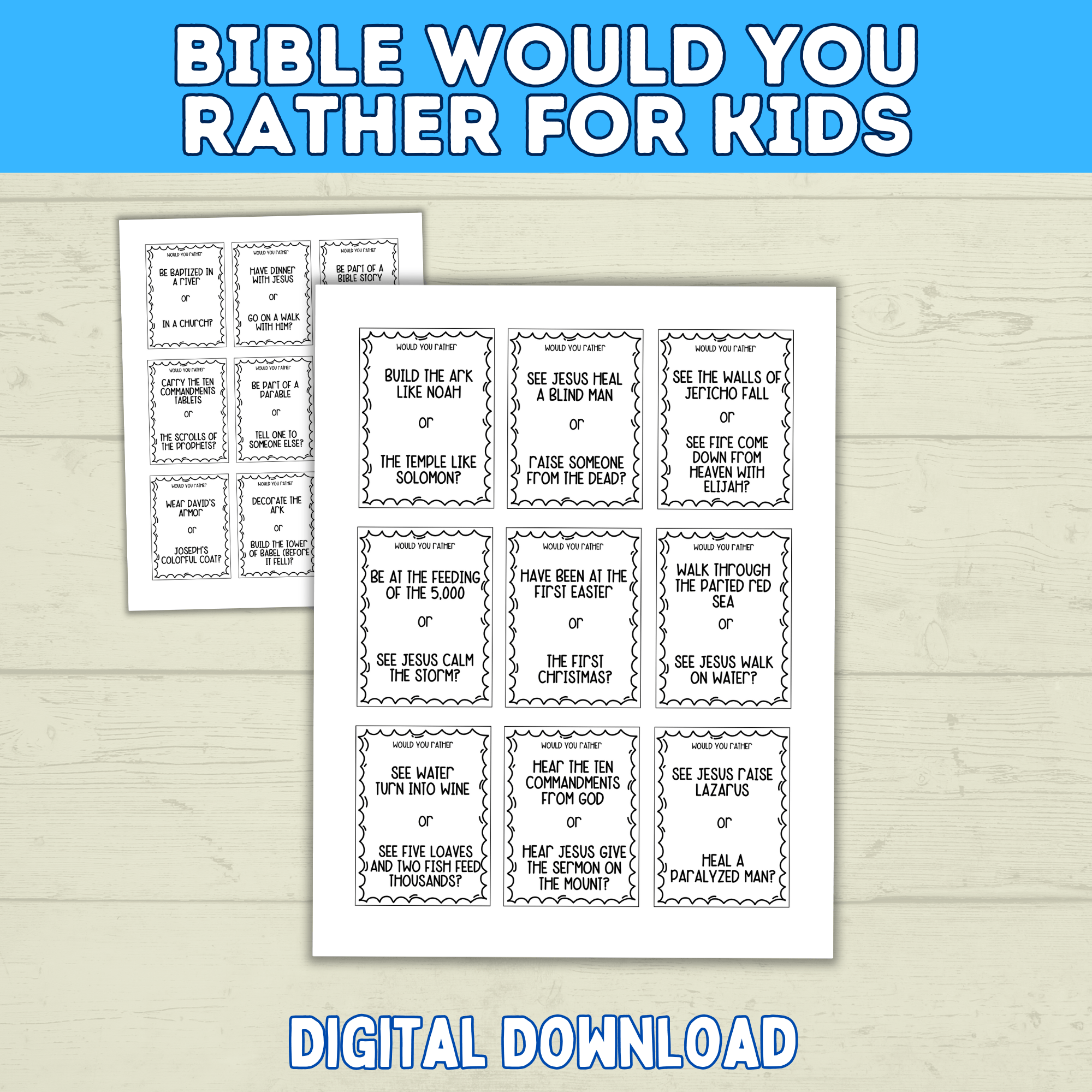 Bible Games for Kids | Would You Rather Bible Edition for Kids | Church Games | Digital Download | Bible Trivia | Sunday School Games