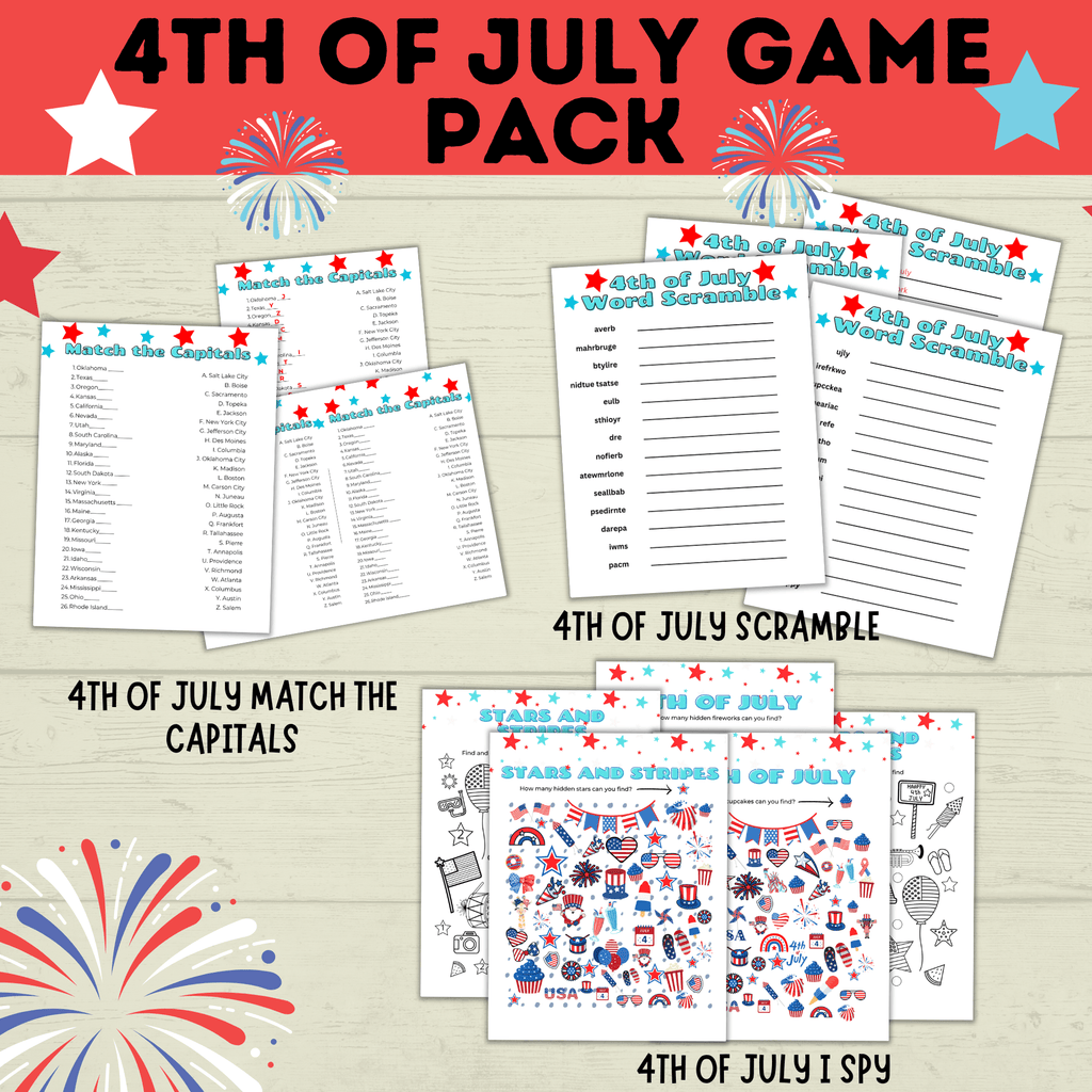 4th of July Games Pack | 4th of July Bundle | 4th of July Party Games Pack | Kids Games | Family Games | 4th of July Printables