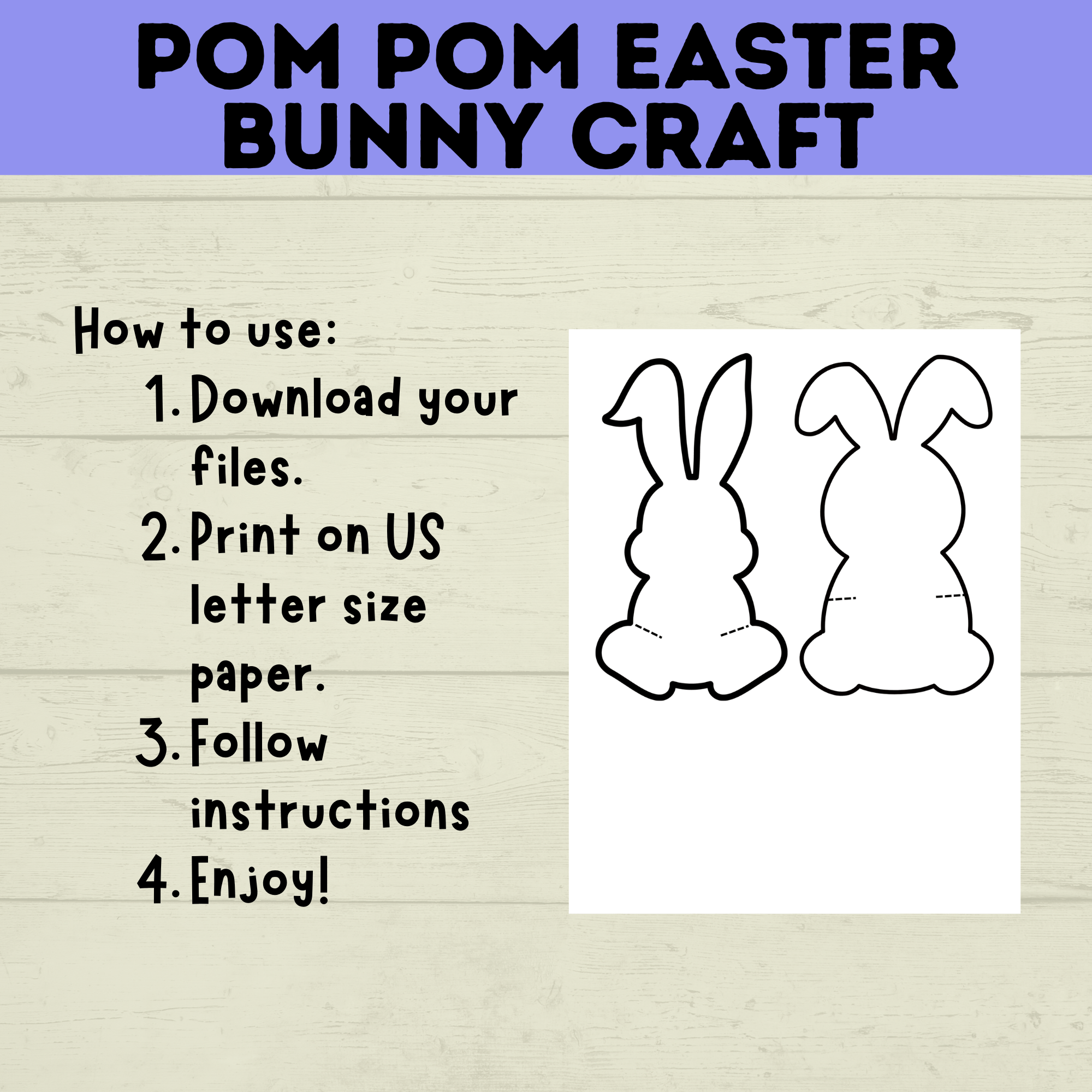 Easter Crafts | Easter Bunny Crafts | Pom Pom Easter Bunny | Kids Easter Crafts | Easter Printables | Easter Activities | Kids Crafts