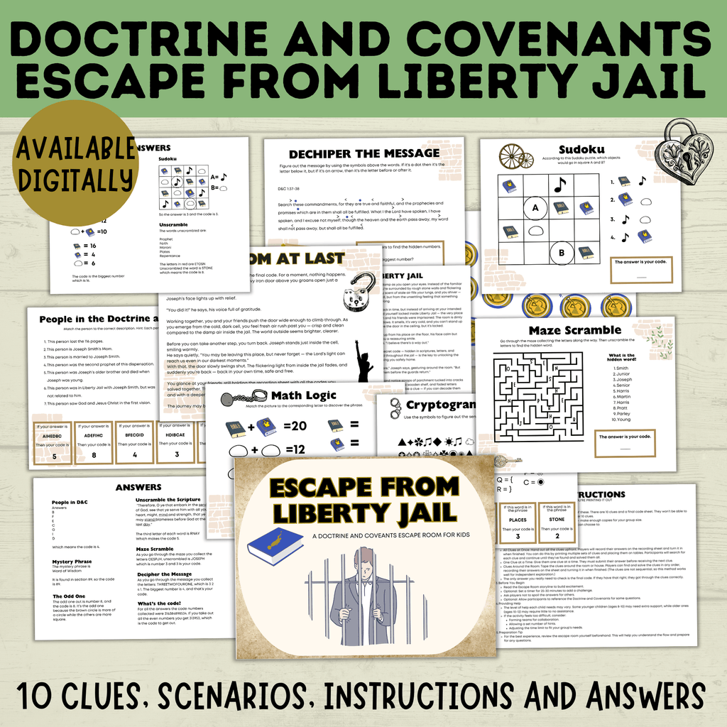 Doctrine and Covenants Escape Room | Escape Liberty Jail | D&C Games | Doctrine and Covenants Games | Kids Games | Sunday School | Escape