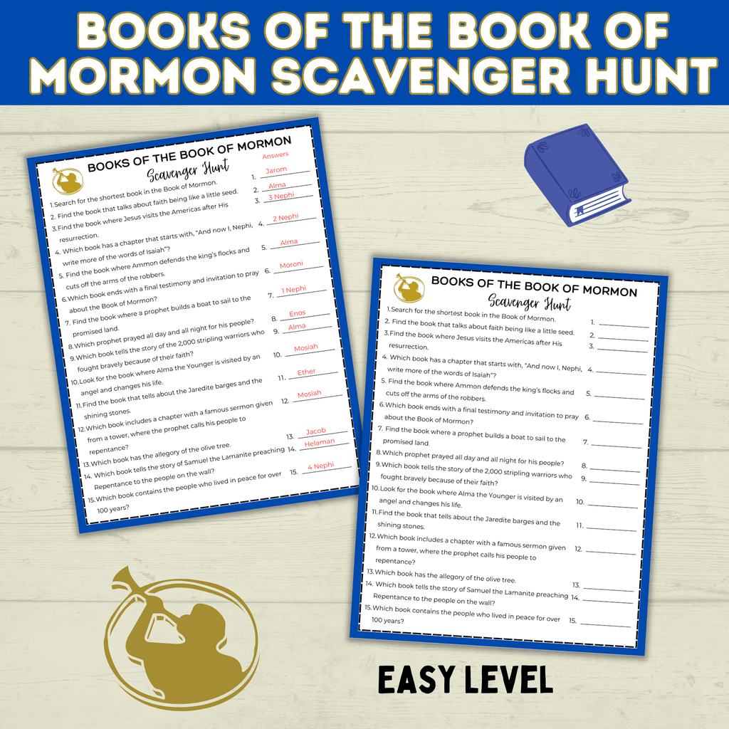 Book of Mormon Games | Book of Mormon Scavenger Hunt | BOM | Book of Mormon Kids Printable | Youth | LDS Printable | LDS Game | Church