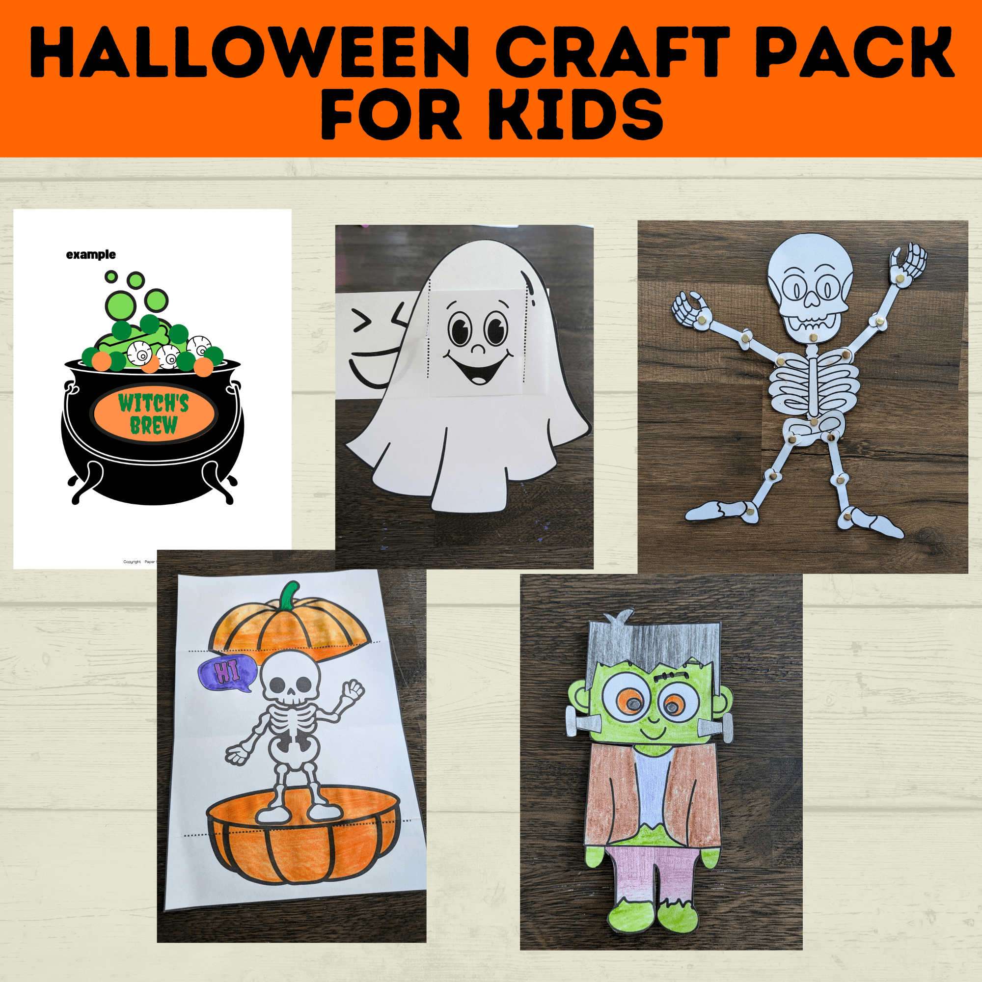 Halloween Craft Pack for Kids | Halloween Crafts | Skeleton Craft | Pumpkin Craft | Surprise Craft | Classroom Craft | Ghost Craft | PDF