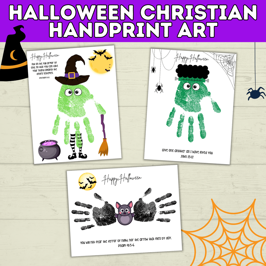 Halloween Christian Handprint Art for Kids | Bible Halloween Art | Handprint Art for Kids | Handprint Crafts | Halloween Handprint Crafts