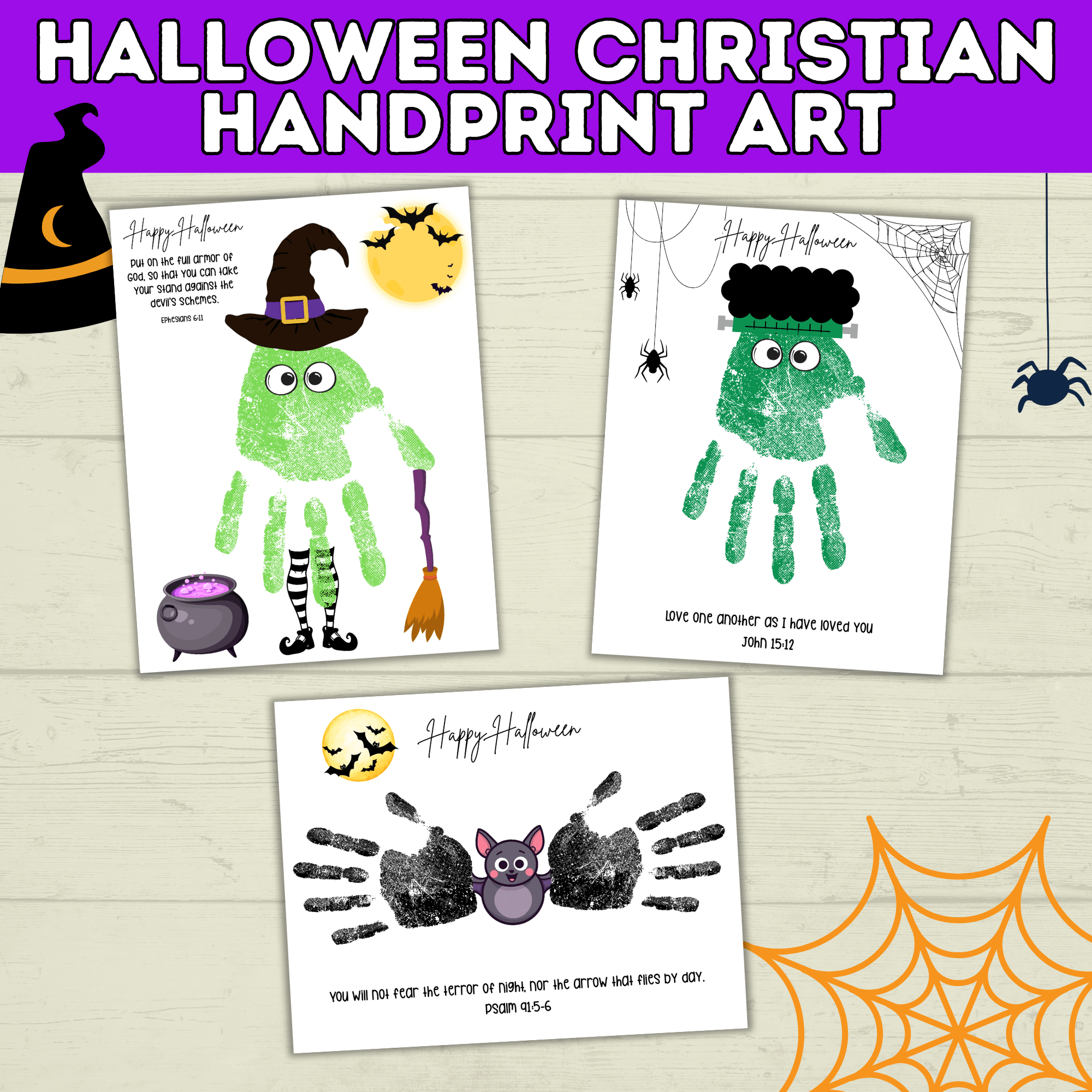Halloween Christian Handprint Art for Kids | Bible Halloween Art | Handprint Art for Kids | Handprint Crafts | Halloween Handprint Crafts