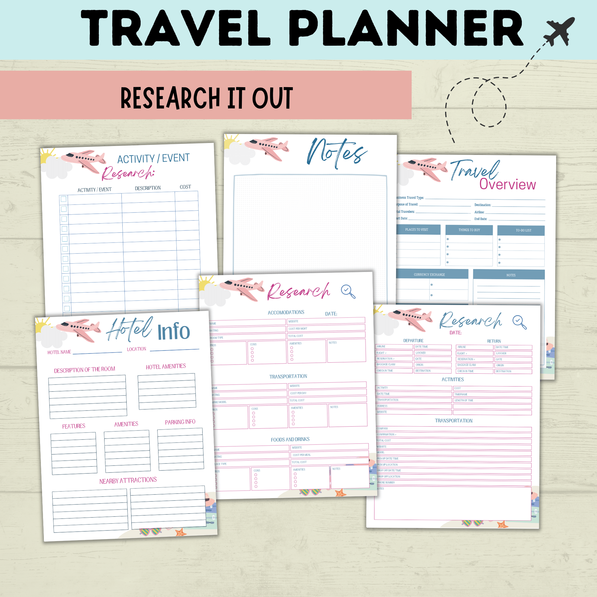 Travel Planner for the Whole Family | Family Planner | Budget Planner | Travel Calendar | Travel Itinerary | Travel Research | PDF download