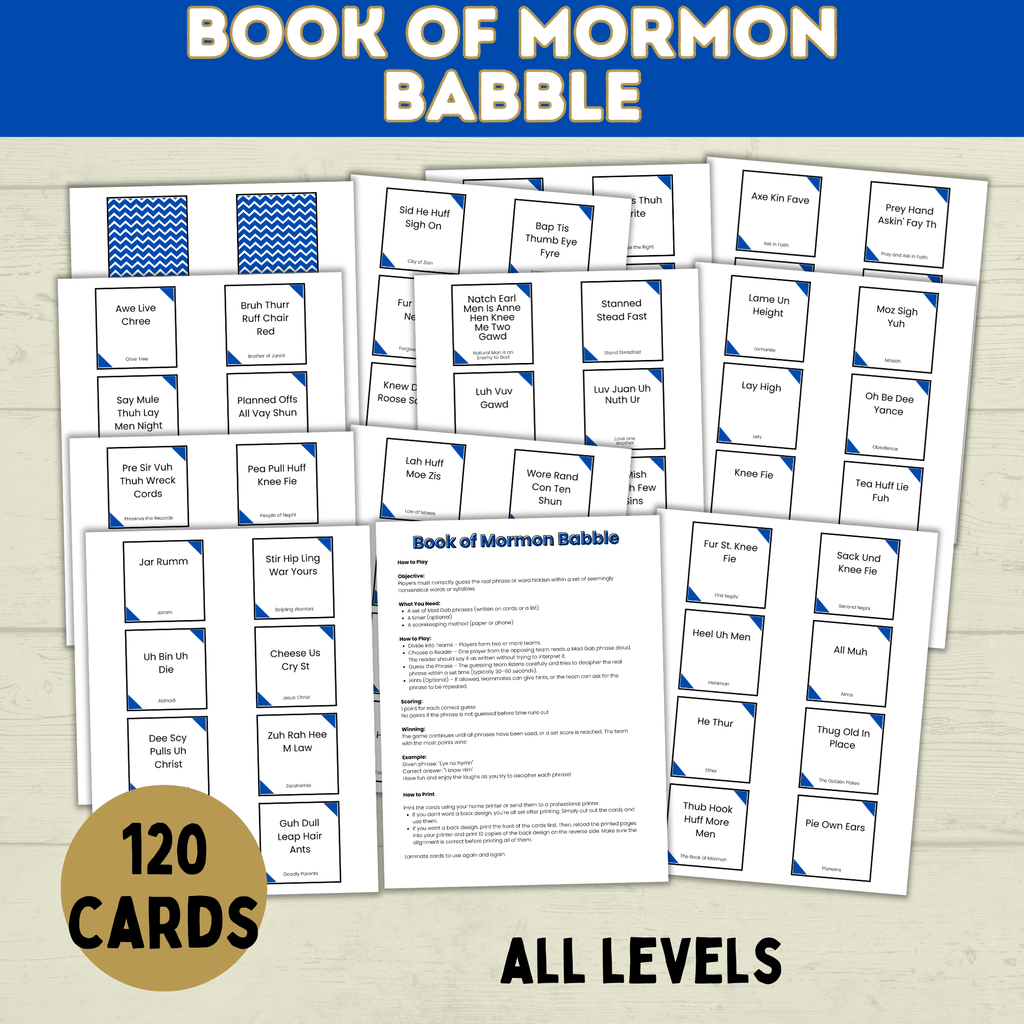 Book of Mormon Game Babble | Cards | Game Night | Church and Scripture Game | Youth Sunday School Game | Christian
