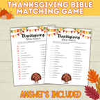Thanksgiving Bible Match Game Printable for Kids and Adults | Digital Download in 2 Sizes | PDF Bible Game | Thanksgiving Printables