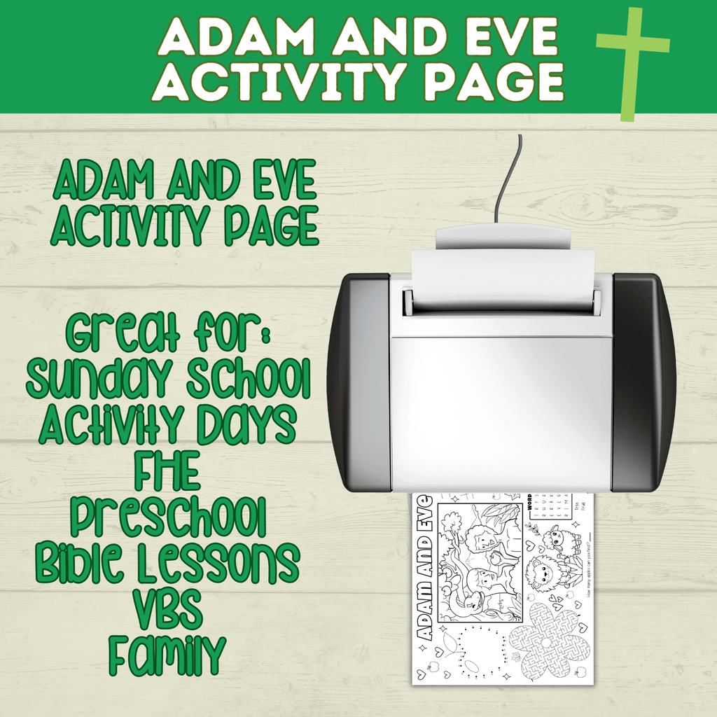 Adam and Eve Craft | Kids Coloring Page | Kids Printable | Adam and Eve Lesson | Bible Craft | Bible Activity Page | PDF digital download