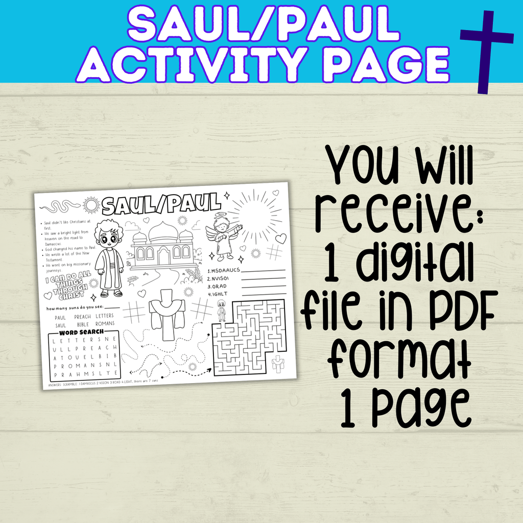 Paul Coloring Page | Saul Coloring Page | Bible Activity Sheet | Bible Printable | Digital Download | Bible Lessons | Church Activity