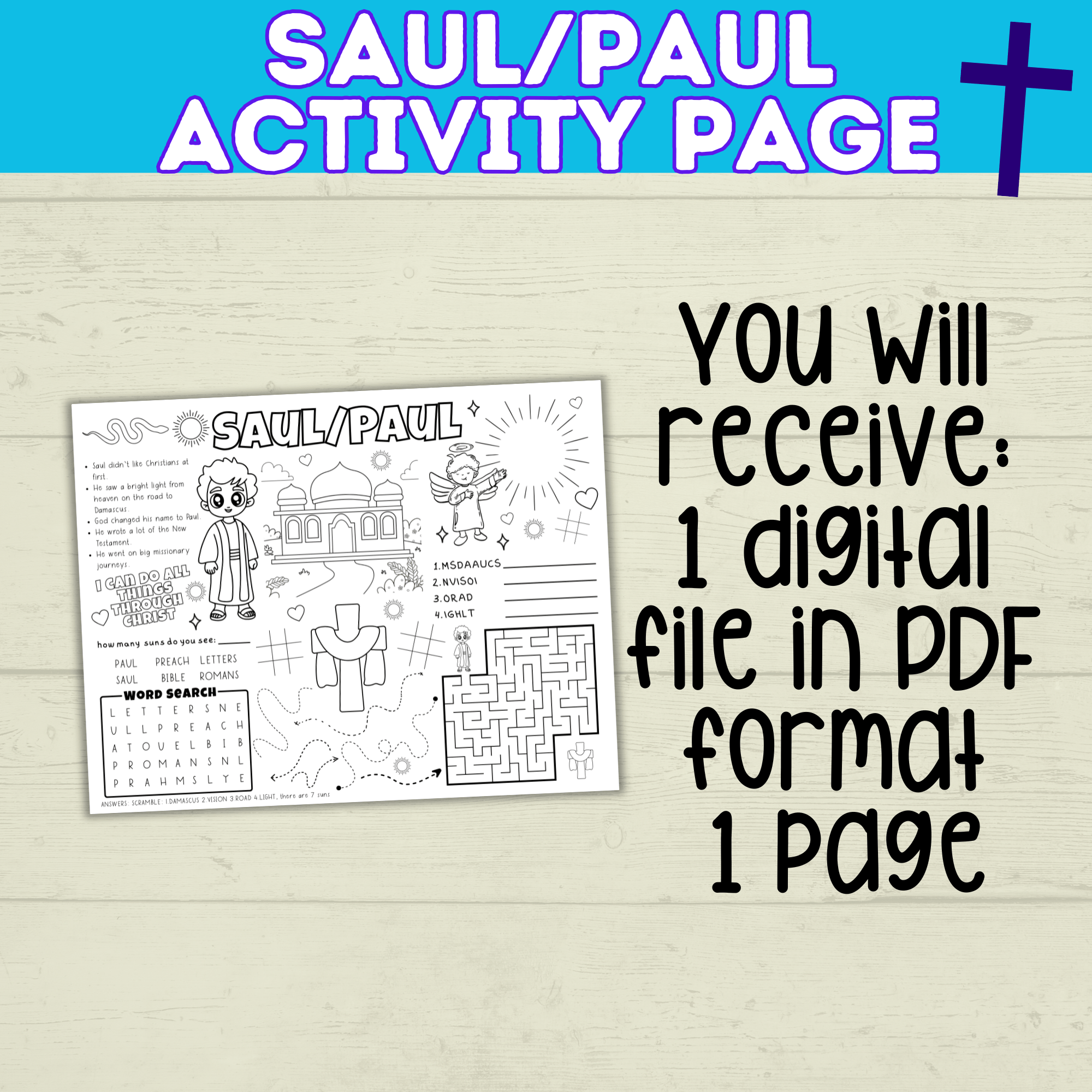 Paul Coloring Page | Saul Coloring Page | Bible Activity Sheet | Bible Printable | Digital Download | Bible Lessons | Church Activity