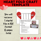 Heart Craft | Valentine's Day Craft | Folding Heart Craft | Kids Crafts | Party Crafts | Love Craft | I love you Craft for Kids | Printable