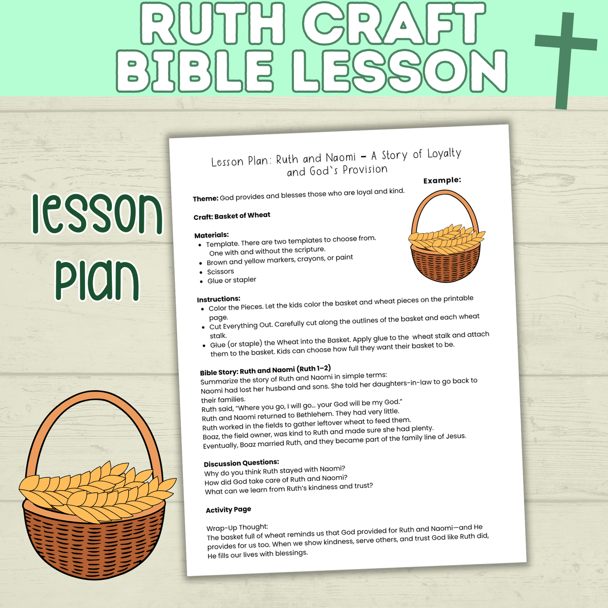 Lesson From Ruth Ruth Craft | Ruth Activity | Bible Craft | Bible Activity Page | Bible ...