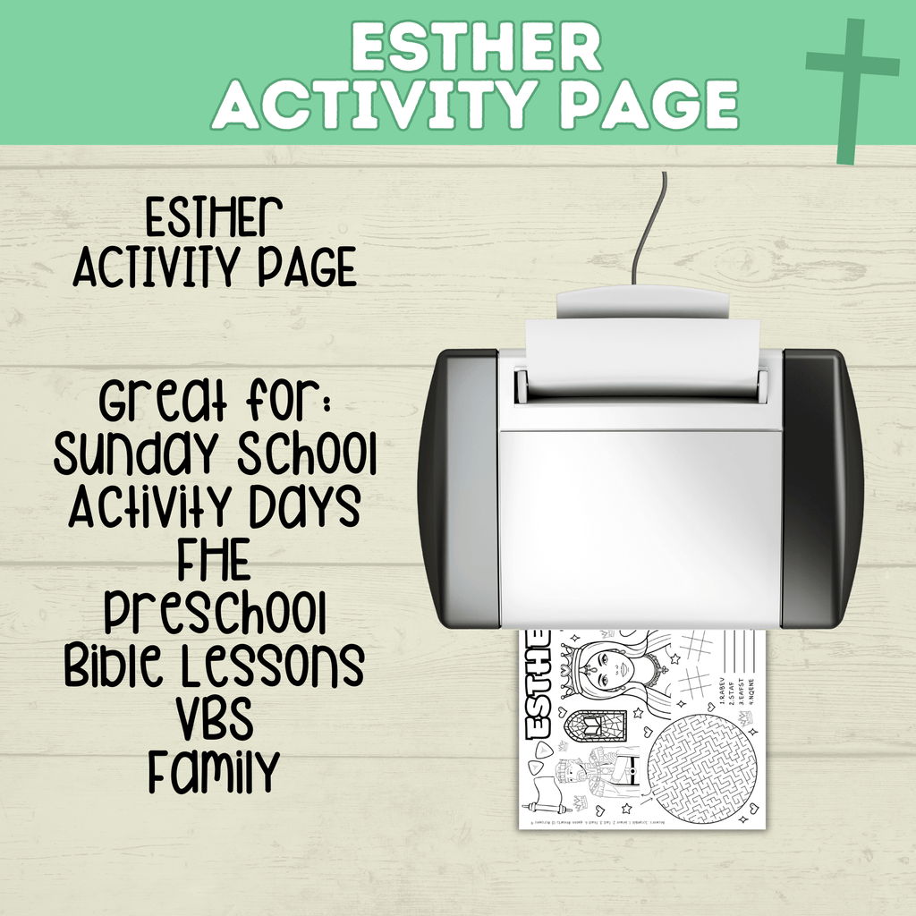 Esther Activity Page for Kids | Bible Craft | Bible Activity Page | Queen Esther | Scripture Printable | Queen Esther Story | Digital