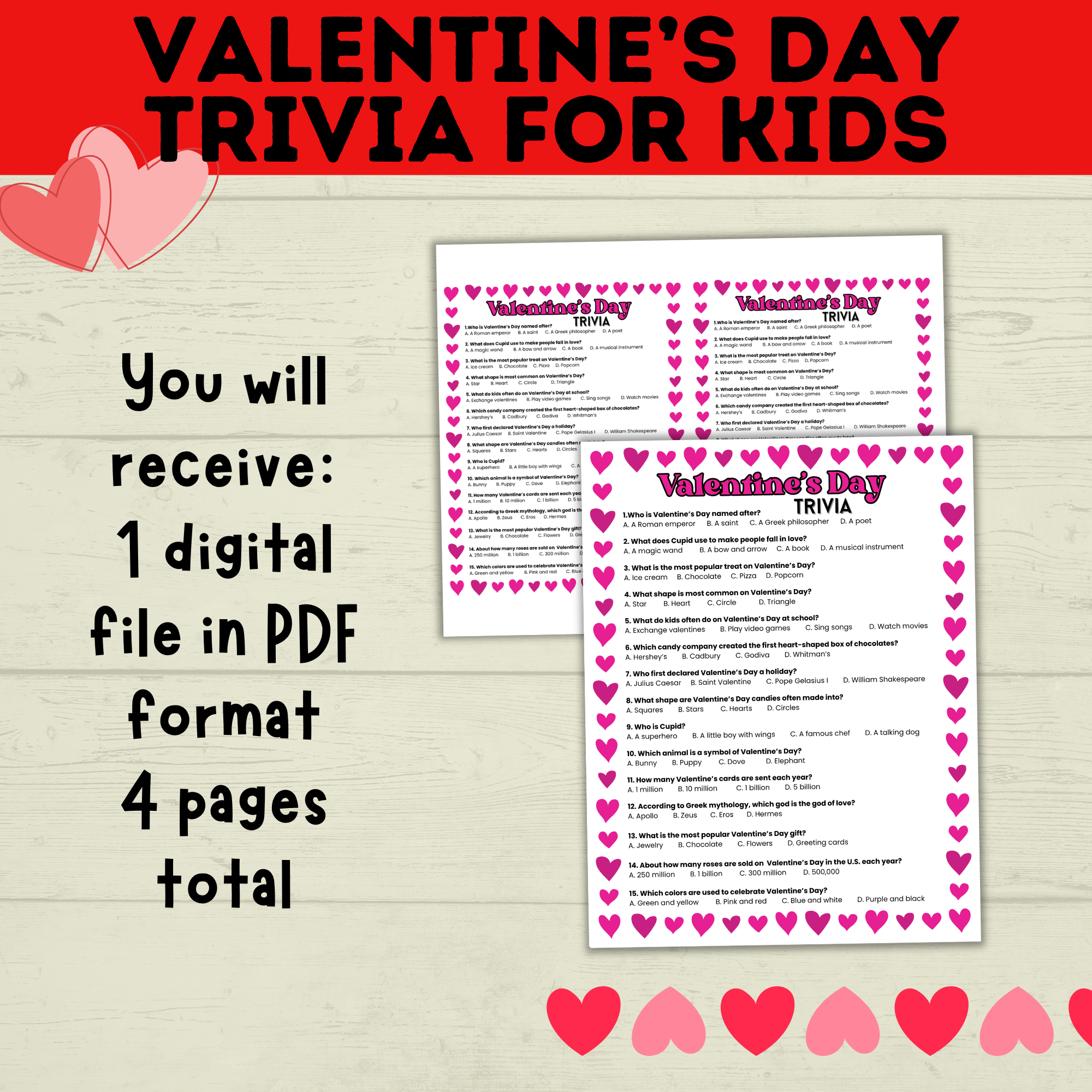 Valentine's Day Trivia for Kids | Kids Trivia | Kids Games | Party Games | Classroom Games | Valentine's Day Games | Kids Questions