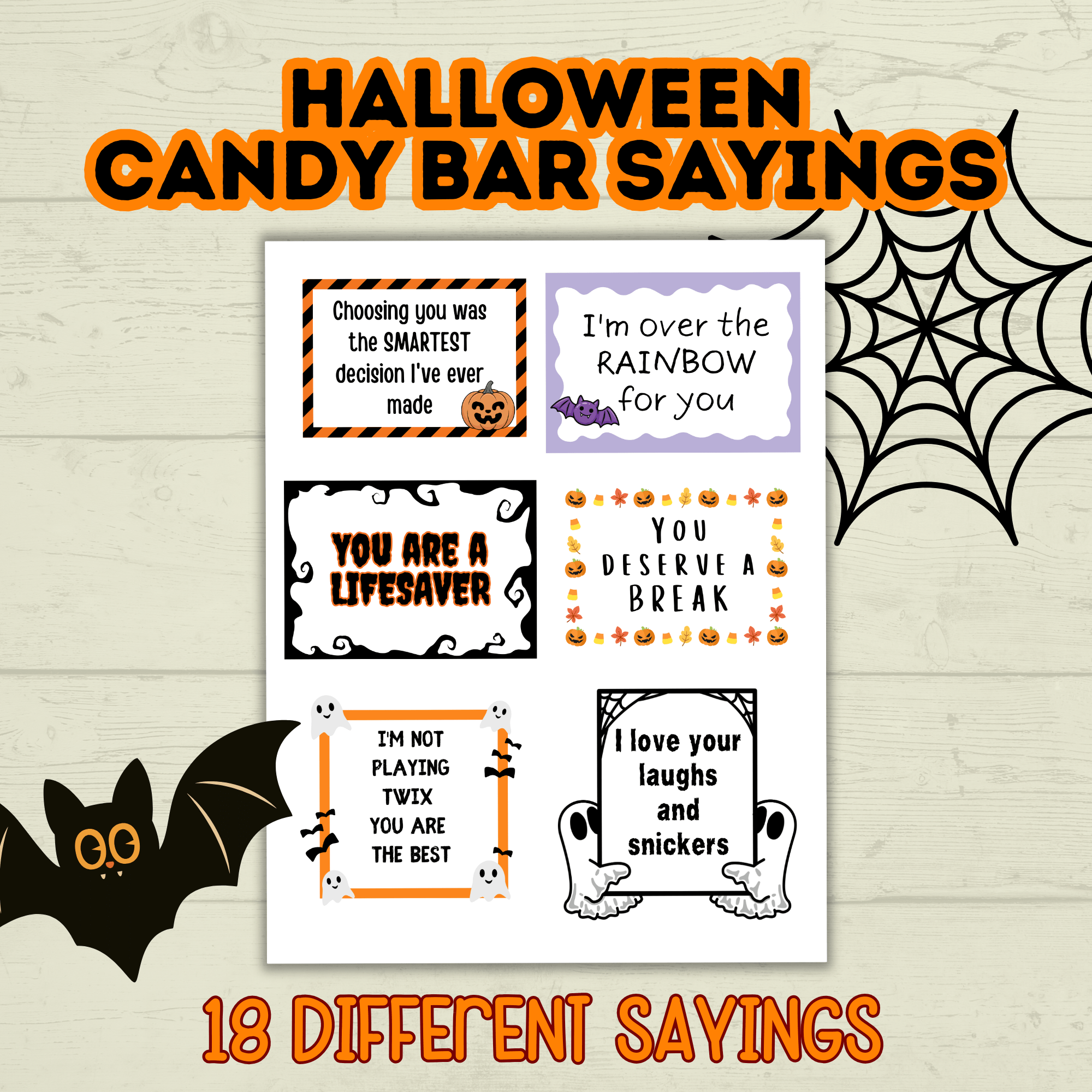 Halloween Candy Bar Pun Gift and Treat Tags