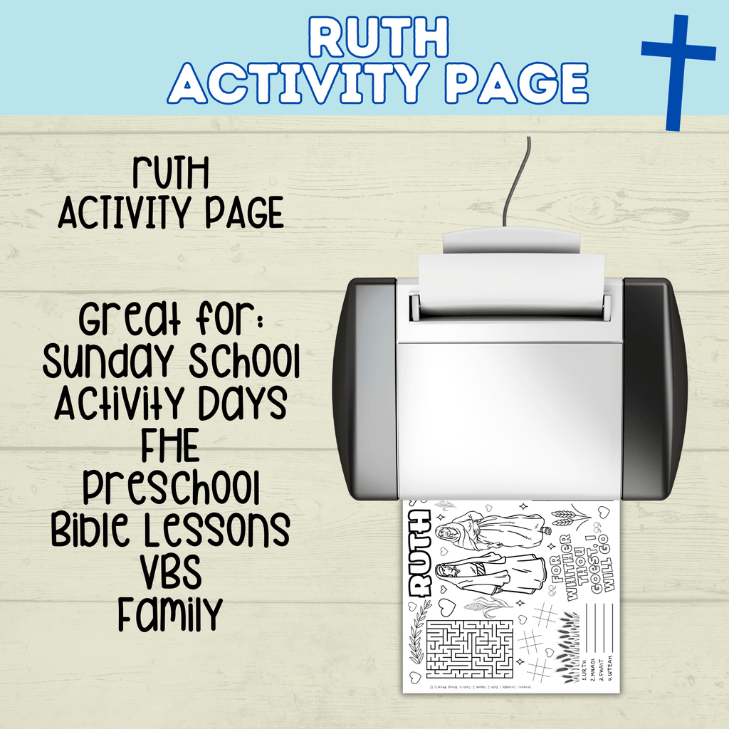 Bible Activity Page | Ruth Coloring Page | Ruth and Naomi | Ruth and Boaz | Christian Digital Download | Bible Craft | Activity Printable