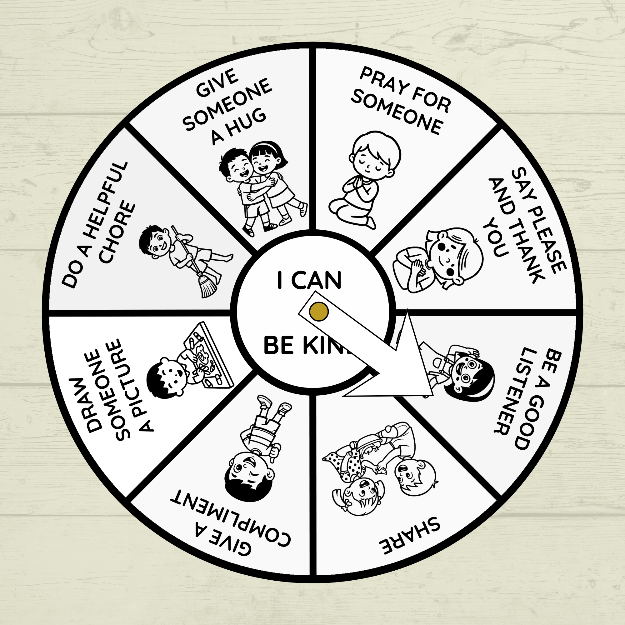 Kindness Craft for Kids, Kindness Spinner Craft, I Can Be Kind, Sunday School Craft