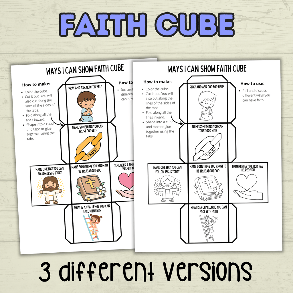 Faith Cube Craft, Bible Lesson Craft, Sunday School Craft, Christian Activity, Homeschool, Bible Heroes