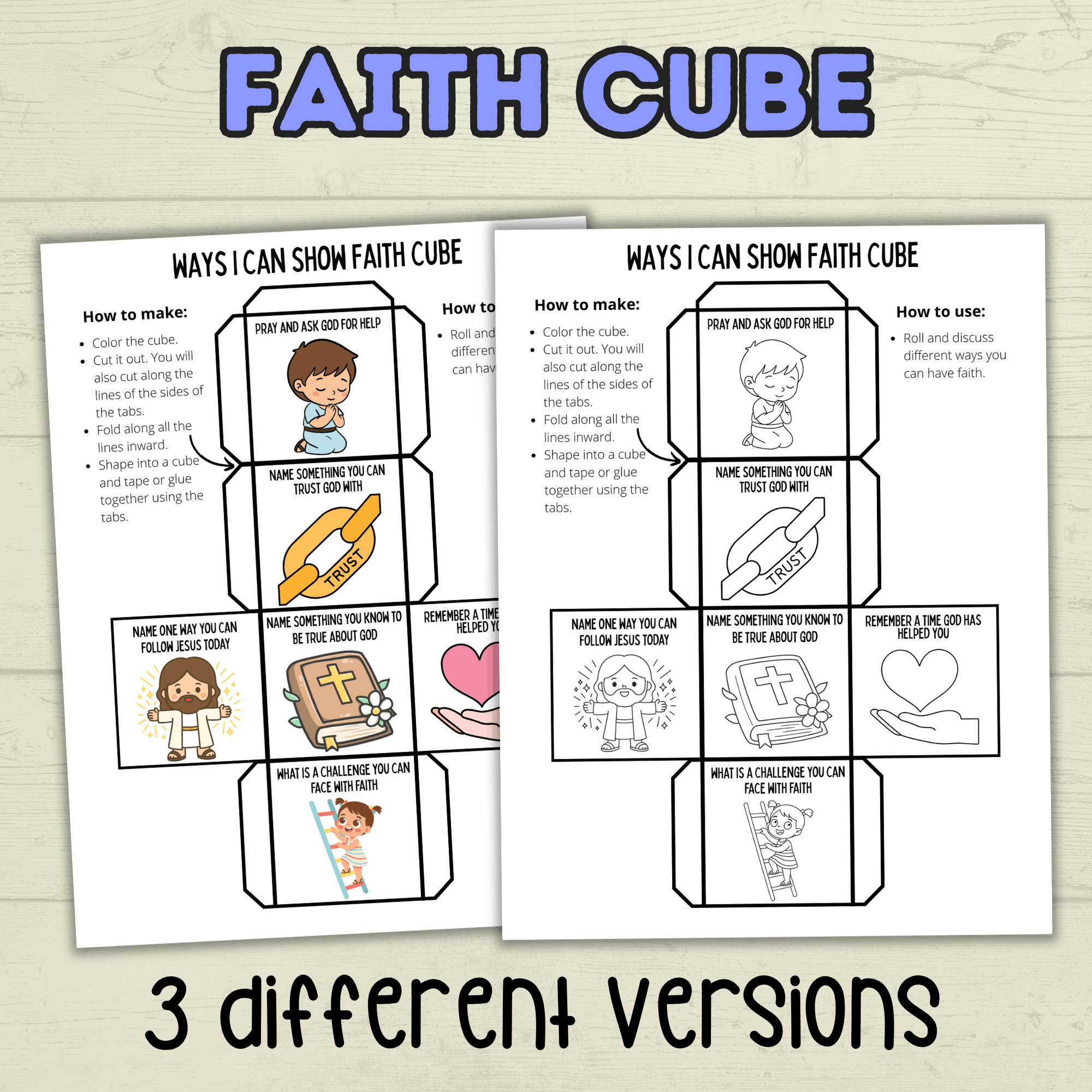 Faith Cube Craft, Bible Lesson Craft, Sunday School Craft, Christian Activity, Homeschool, Bible Heroes