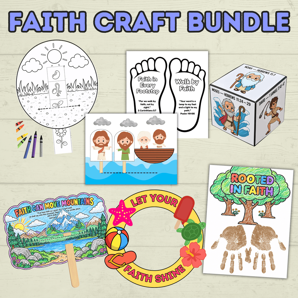 Faith Crafts, Faith Craft Bundle, Bible Crafts, Sunday School Crafts, Homeschool, Christian Crafts, Cut and Paste Crafts, Kids Crafts,