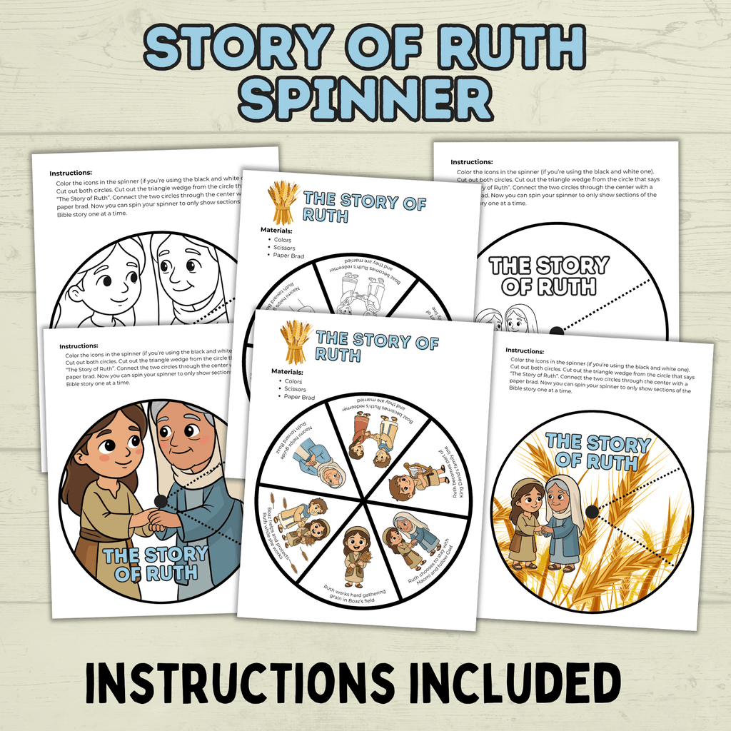 Ruth Bible Craft, Ruth Story Spinner Craft, Sunday School Craft, VBS, Bible