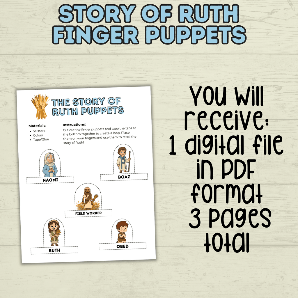 Ruth Craft, Bible Story Craft, Finger Puppets Bible Lesson, Sunday School Craft