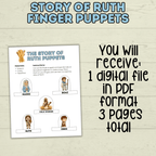 Ruth Craft, Bible Story Craft, Finger Puppets Bible Lesson, Sunday School Craft