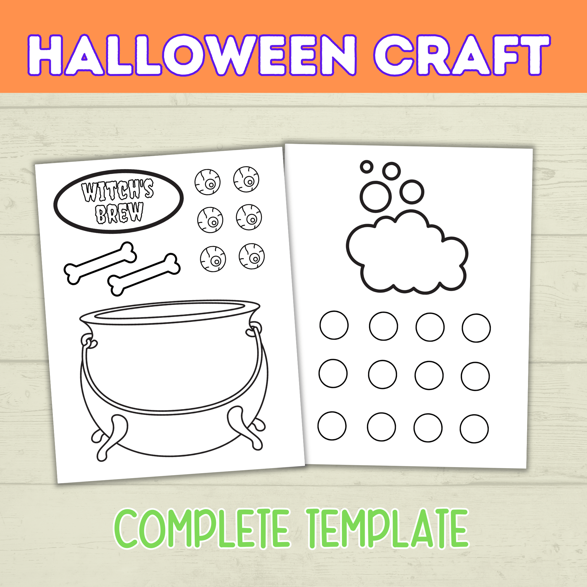 Kids Halloween Craft | Witch's Brew Caldron Craft | Halloween Craft Kit | Halloween Party | Halloween Printable | Digital Download