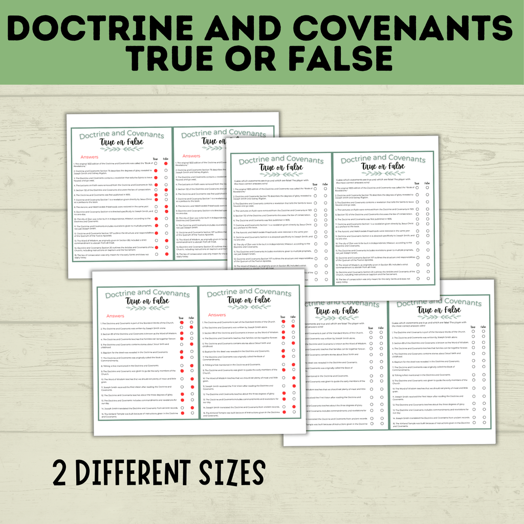 Doctrine and Covenants True or False | Doctrine and Covenants Quiz | Scripture Quiz | Come Follow Me | D&C Lesson | Sunday School Lesson