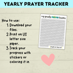 Yearly Prayer Tracker | Prayer Chart | Prayer Lessons | Primary Class Prayer Chart | Kids Prayer Printable | Prayer sheet for kids |