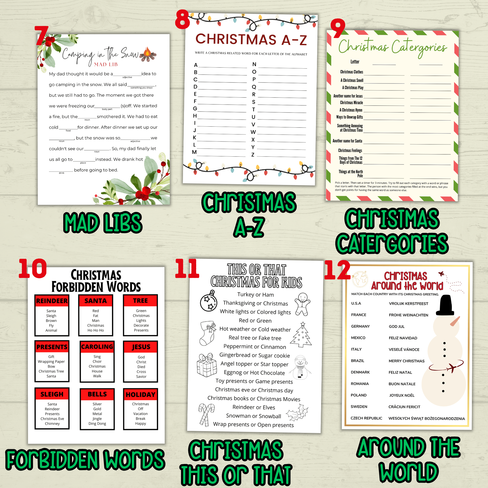Christmas Holiday Party Games Bundle for Classrooms, Family Reunions, Kids, Adults