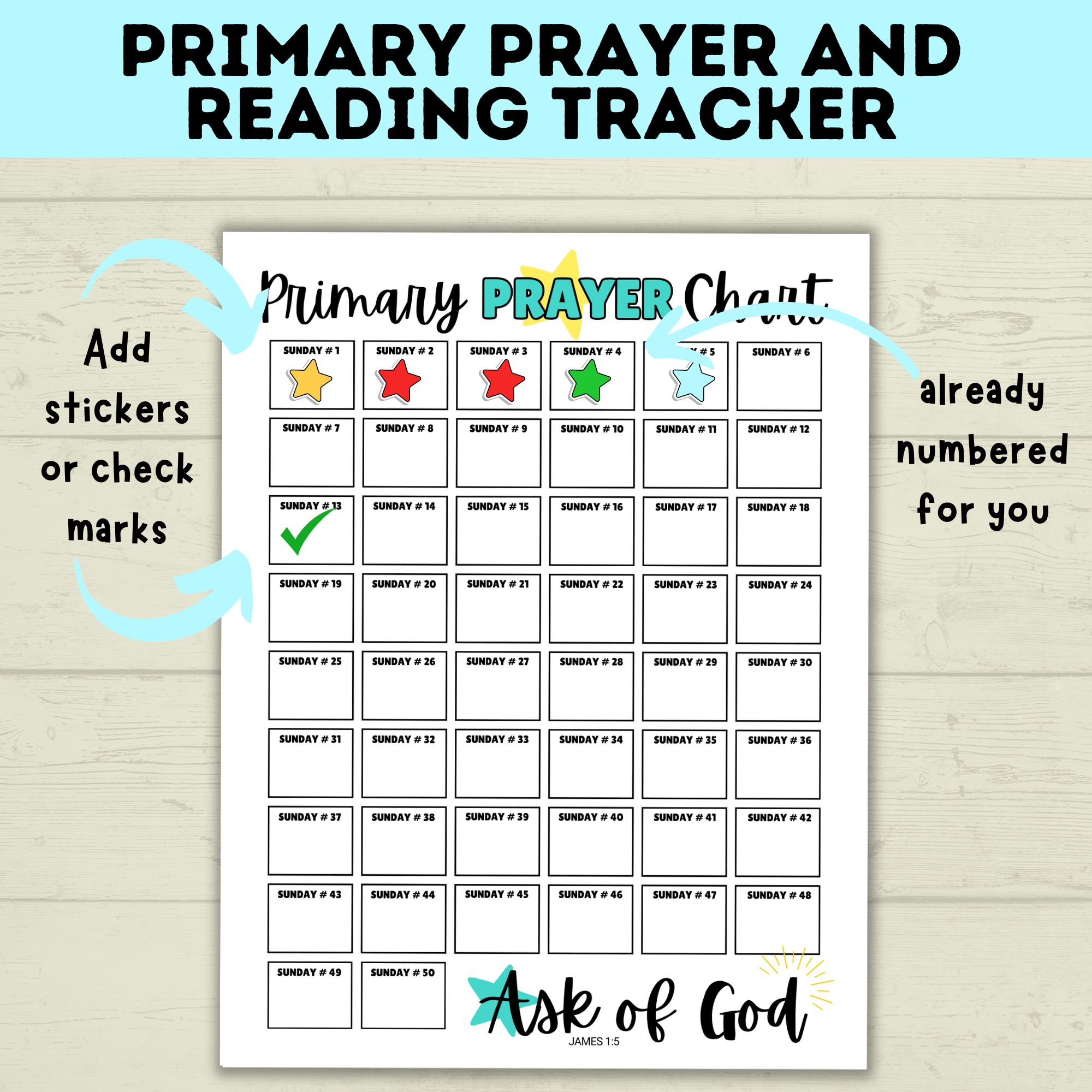 Primary Reading and Prayer Tracker | Prayer Tracker | Reading Tracker | Primary Printables | LDS Primary | Come Follow Me | Prayer Chart