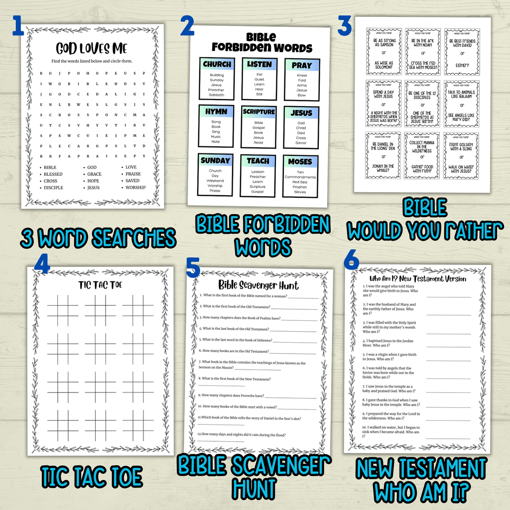Kids Bible Games, Christian Printables, PDF, Sunday School Digital Download, Children's Ministry, Church New Testament