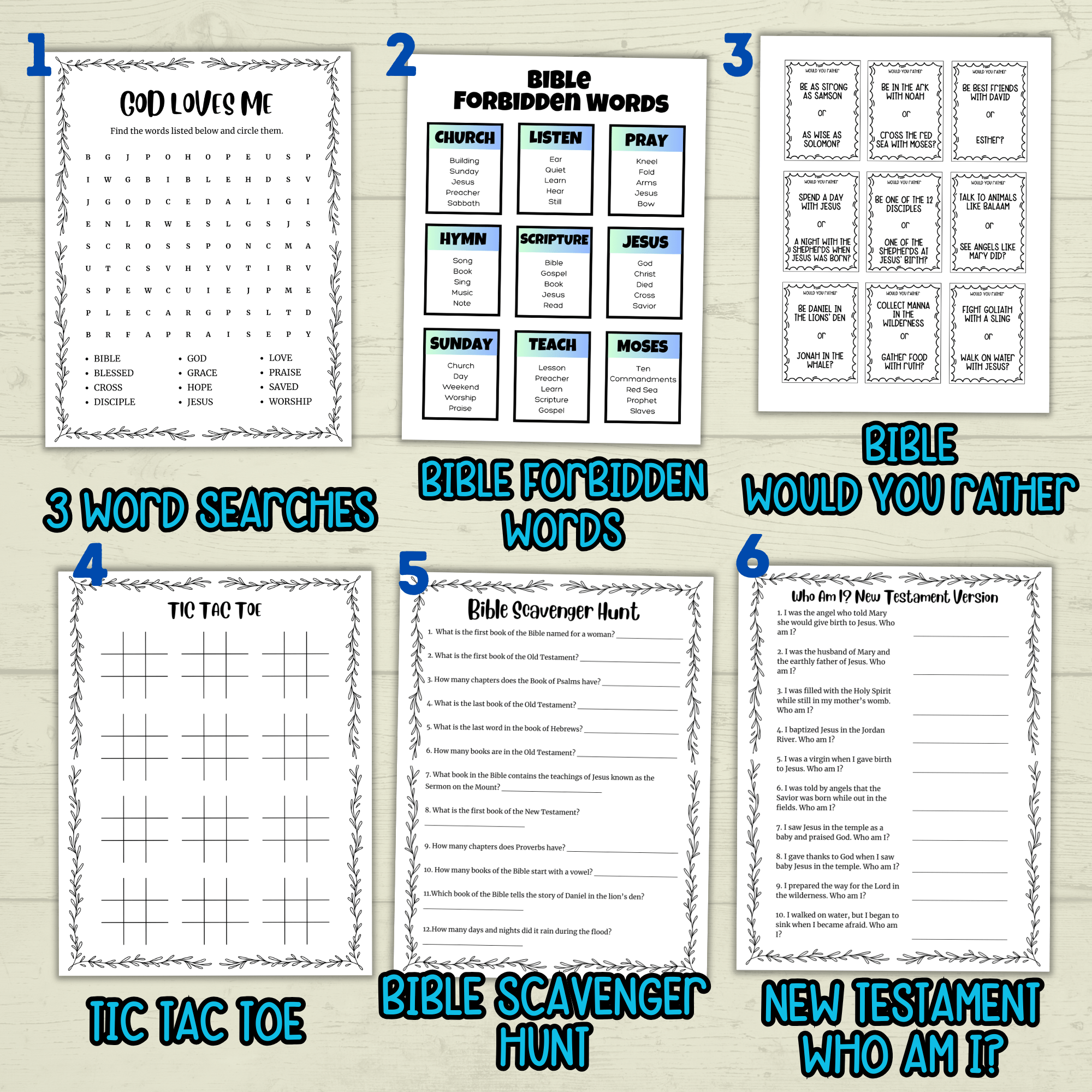 Kids Bible Games, Christian Printables, PDF, Sunday School Digital Download, Children's Ministry, Church New Testament