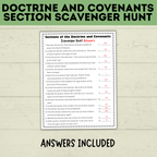 Doctrine and Covenants Scavenger Hunt | Sections of the Doctrine and Covenants Quiz | Come Follow Me | Kids Scavenger Hunt | Sunday School