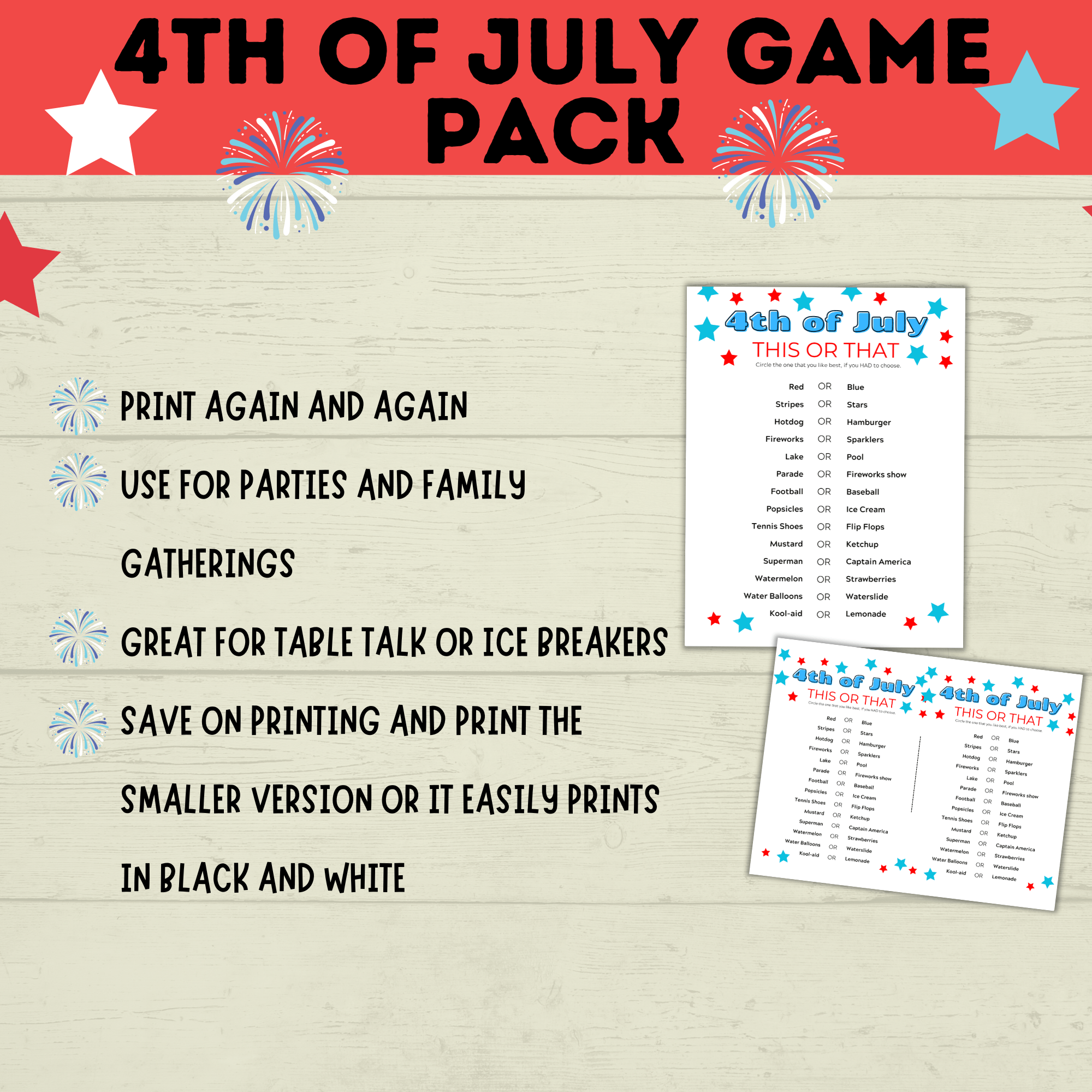 4th of July Games Pack | 4th of July Bundle | 4th of July Party Games Pack | Kids Games | Family Games | 4th of July Printables