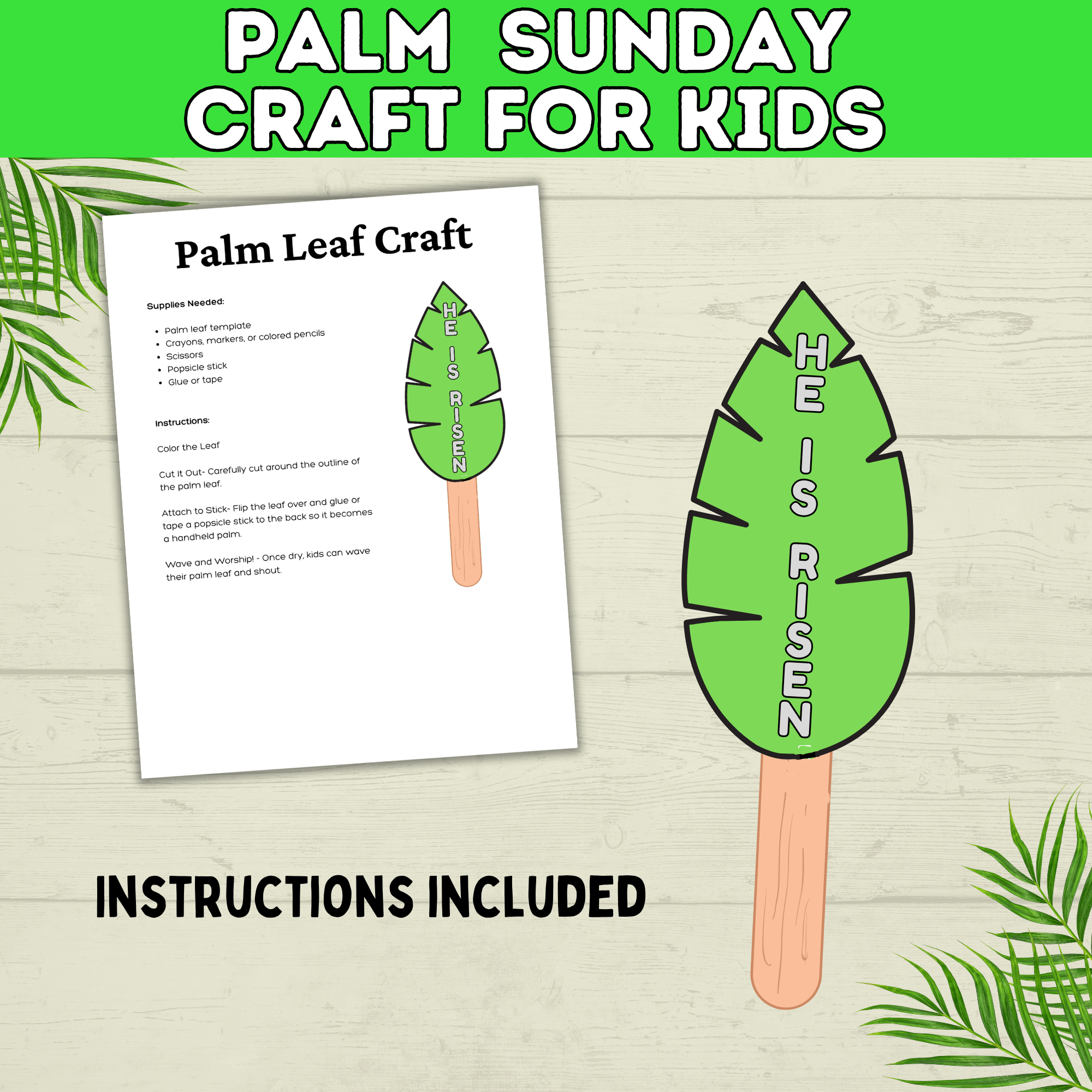 Palm Sunday Craft | Palm Leaf Craft | Sunday School Craft | Easter Craft | Holy Week Craft | Craft Template | Easter Story