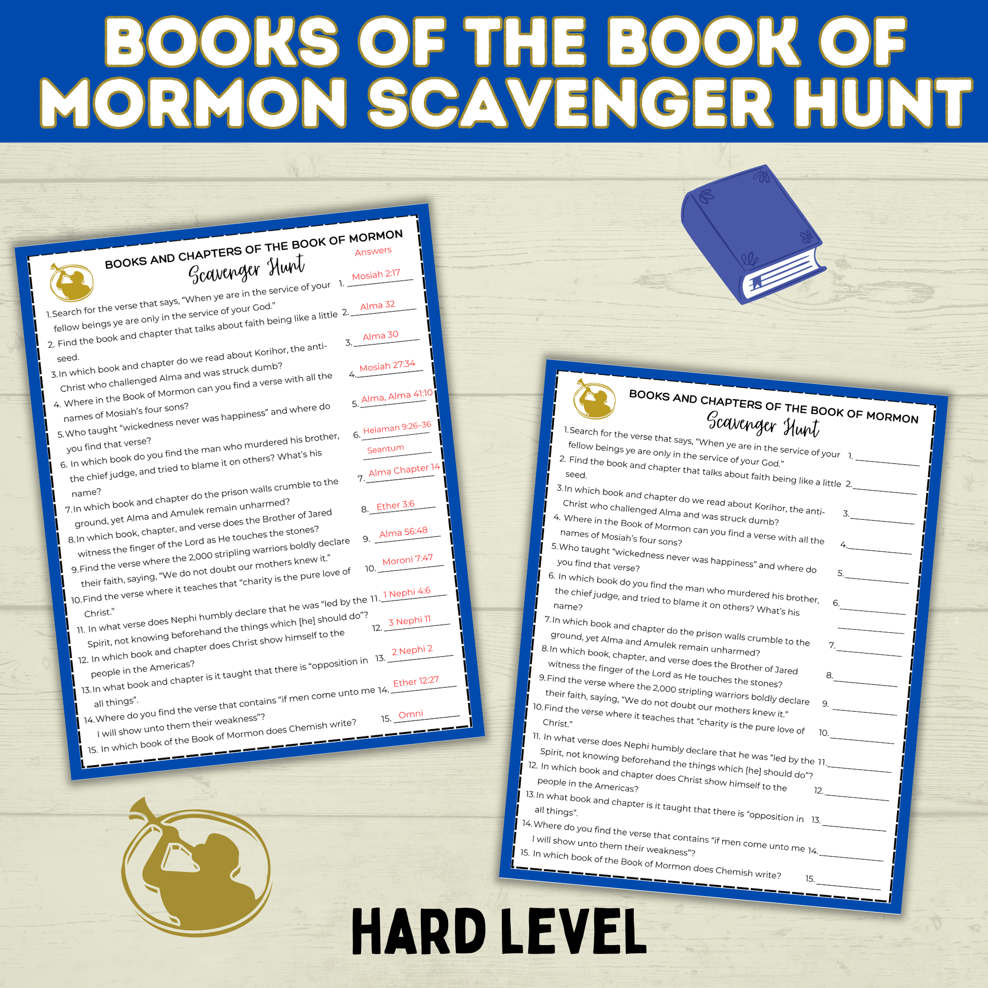 Book of Mormon Games | Book of Mormon Scavenger Hunt | BOM | Book of Mormon Kids Printable | Youth | LDS Printable | LDS Game | Church
