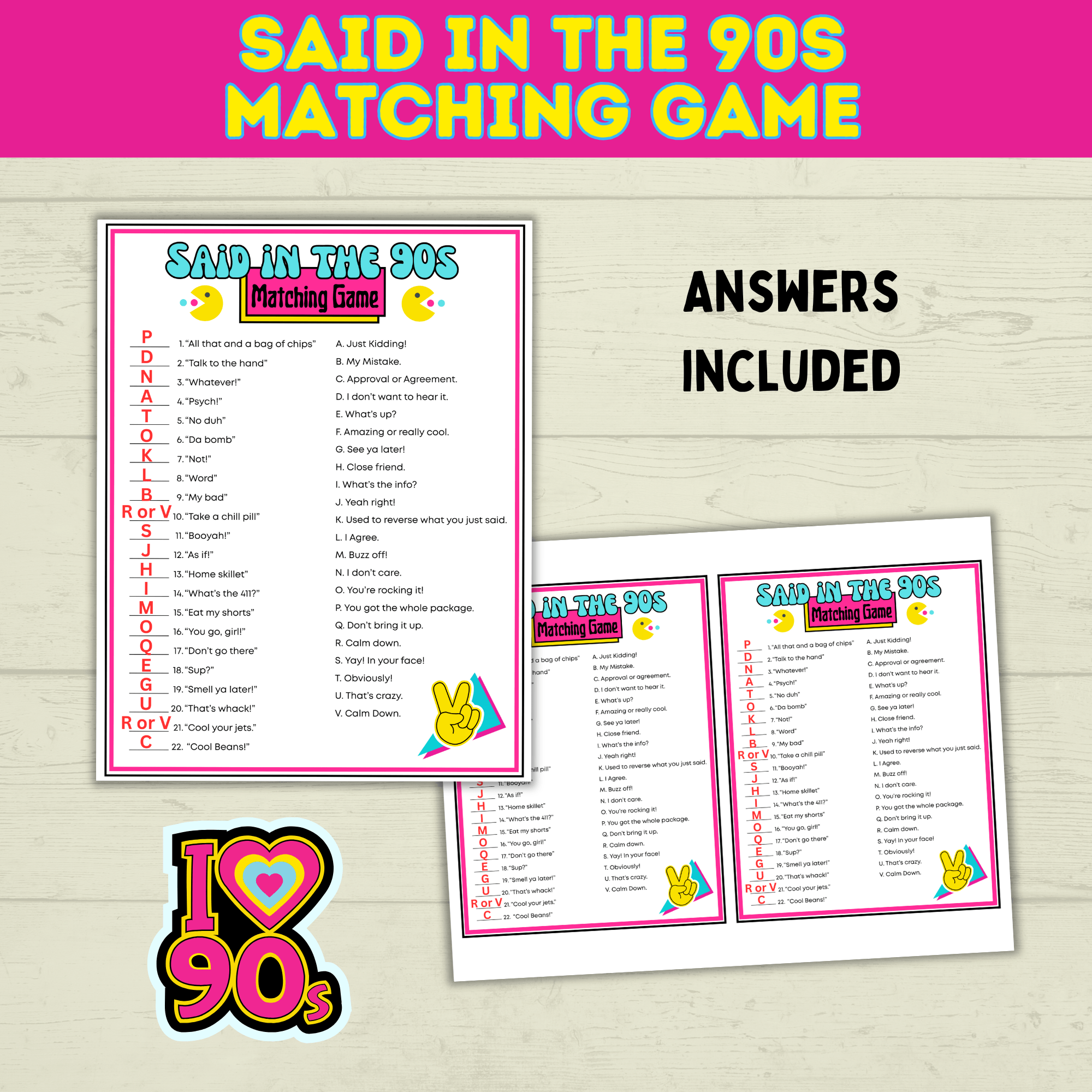 90s Games | 90s Birthday Games | 90s | 90s Party Games | Printable Games | Retro Party Games | 1990s Party Games | 90s Trivia | Throwback
