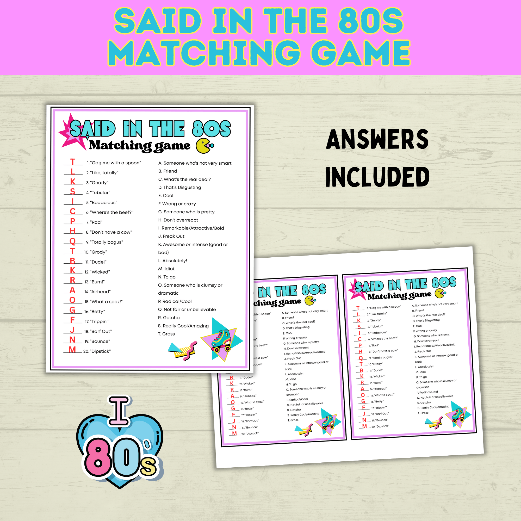 80s Games | 80s Party Games | Retro Games | 80s Birthday Party Game | 80s | Games | 80s Trivia | Printable Games | Vintage Games