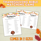 Thanksgiving Bible Match Game Printable for Kids and Adults | Digital Download in 2 Sizes | PDF Bible Game | Thanksgiving Printables