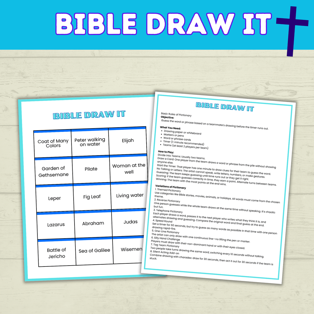 Bible Draw It | Bible Charades | Bible Games | Bible Activities for Kids | Church Games | Digital Download | Sunday School | Printables
