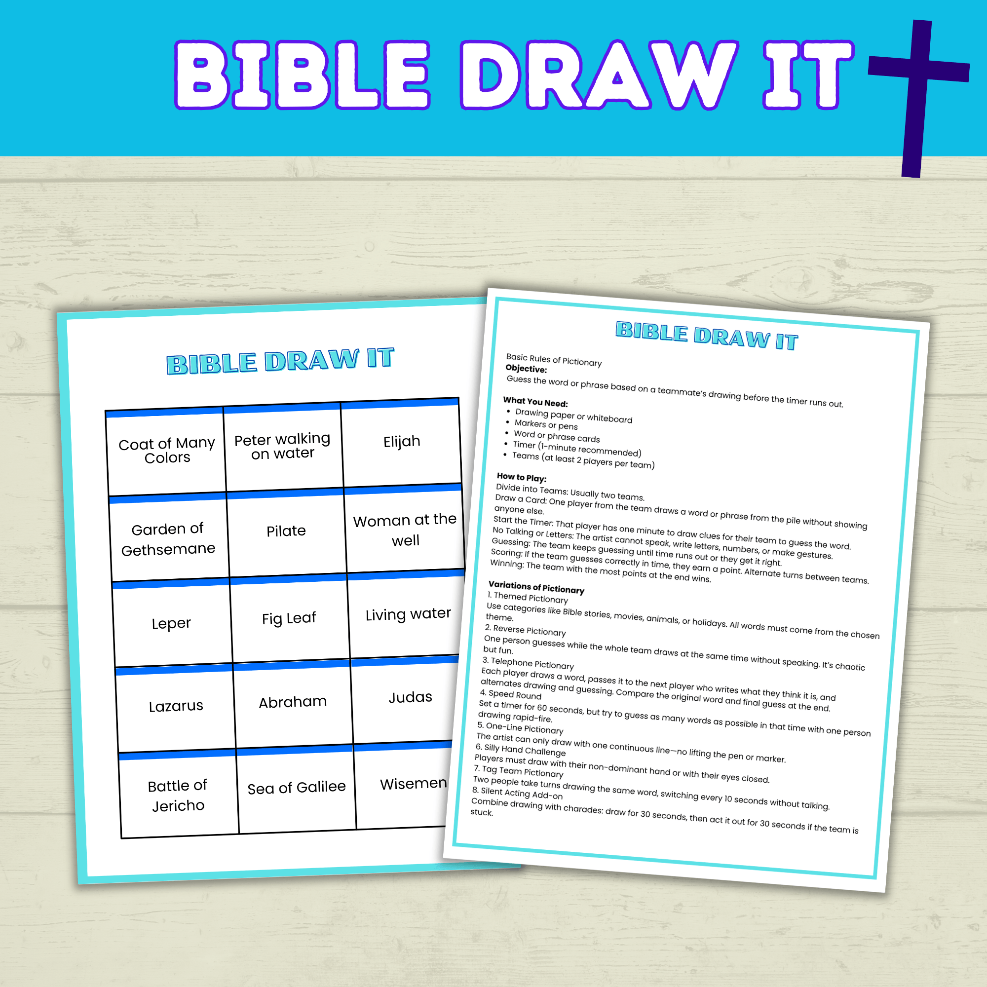 Bible Draw It | Bible Charades | Bible Games | Bible Activities for Kids | Church Games | Digital Download | Sunday School | Printables