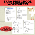 Farm Preschool Worksheets | Farm Activity | Farm Printables | Counting Printable | Toddler Counting | Word Tracing | Letter Recognition