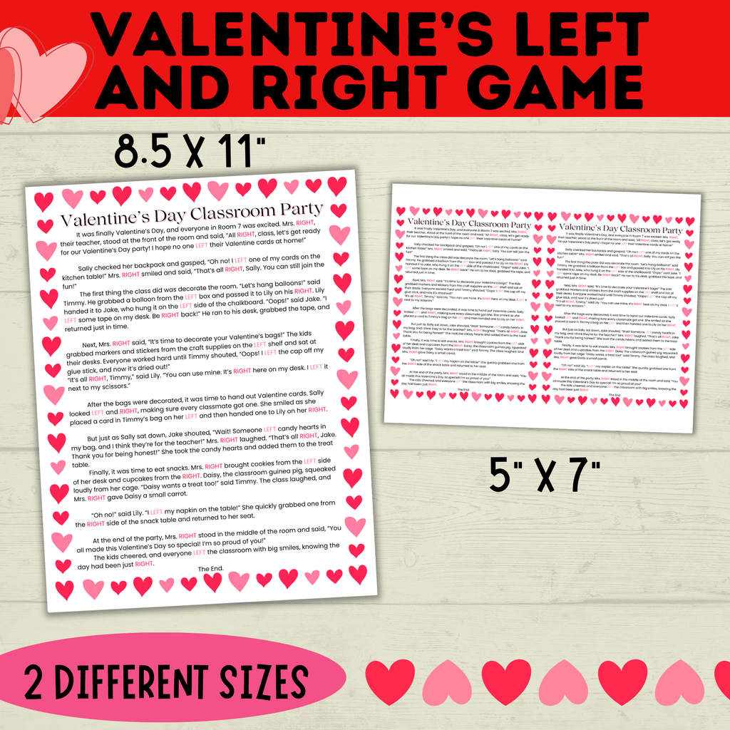 Left and Right Game | Valentine's Day Games | Gift Passing Game | Game for Kids | Classroom Games | Valentine's Day Printable