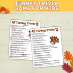 Turkey Trivia | Thanksgiving Trivia | Trivia for Kids | Digital Download | Thanksgiving Games | Thanksgiving Activities | Thanksgiving