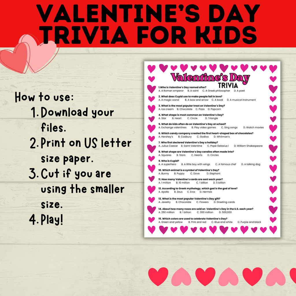 Valentine's Day Trivia for Kids | Kids Trivia | Kids Games | Party Games | Classroom Games | Valentine's Day Games | Kids Questions
