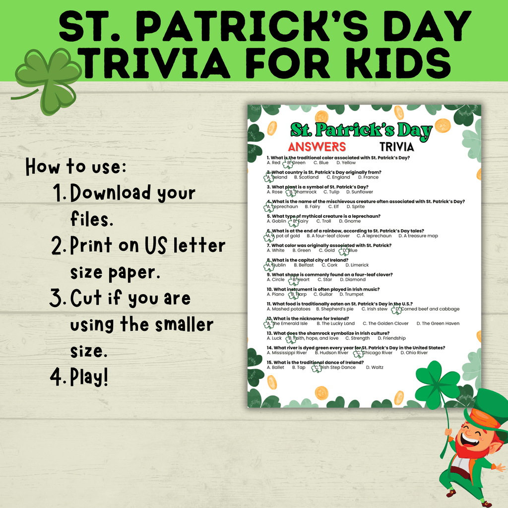 St. Patrick's Day Trivia for Kids | Kids Trivia | St. Patrick's Day Game | St. Patty's Day | Classroom Game | Party Game | Kids Games